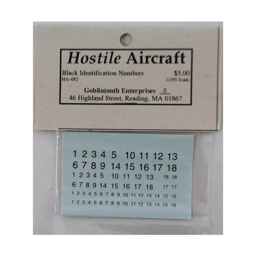 Идентификационные номера - черный, Hostile Aircraft - Decals (1:285)
Идентификационные номера - черный, Hostile Aircraft - Decals (1:285)