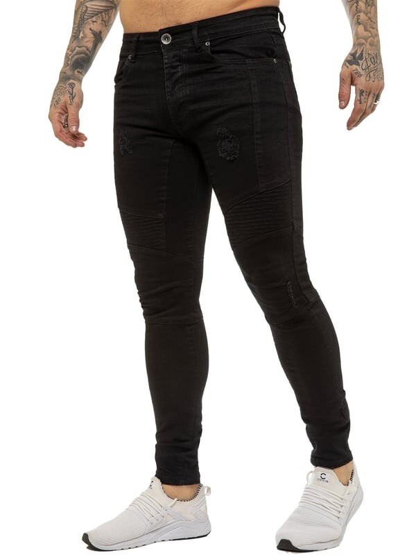Мужские джинсы скинни из байкерского денима стрейч Enzo, черный
Мужские джинсы скинни из байкерского денима стрейч Enzo, черный