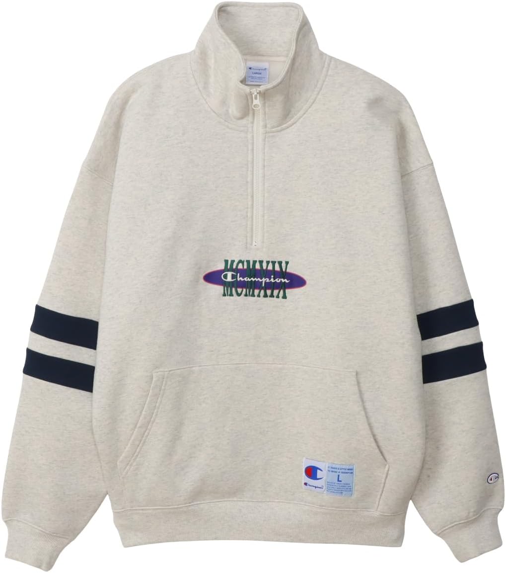 Мужская повседневная толстовка Champion с вышитым резиновым принтом и застежкой-молнией до середины груди, овсяный
Мужская повседневная толстовка Champion с вышитым резиновым принтом и застежкой-молнией до середины груди, овсяный