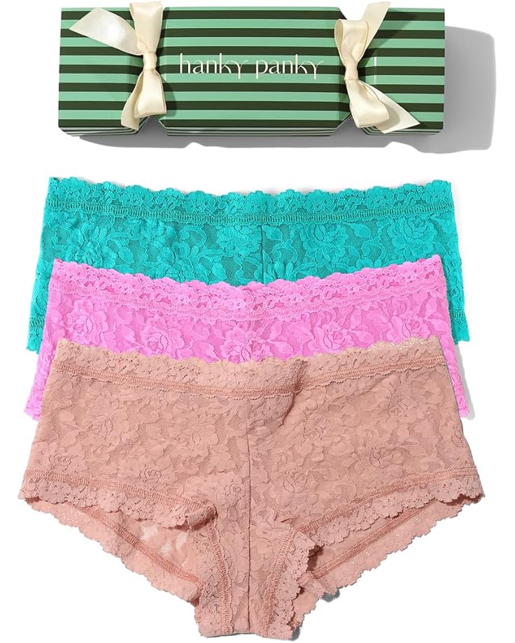 Женские трусики-шорты Hanky Panky Signature Lace 3 шт, Desert Rose/Vibrant Turquoise/Drifting Horizon Pink
Женские трусики-шорты Hanky Panky Signature Lace 3 шт, Desert Rose/Vibrant Turquoise/Drifting Horizon Pink