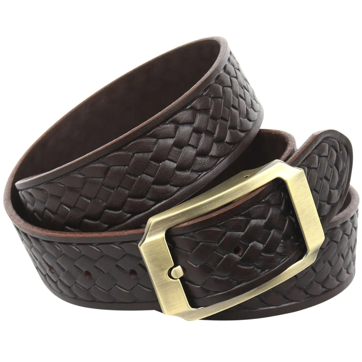 Кожаный ремень Anthoni Crown с плетеным тиснением, коричневый
Кожаный ремень Anthoni Crown с плетеным тиснением, коричневый