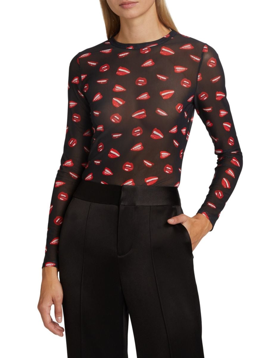 Укороченный сетчатый топ Delaina с принтом Alice + Olivia, цвет Lip Sync Black
Укороченный сетчатый топ Delaina с принтом Alice + Olivia, цвет Lip Sync Black