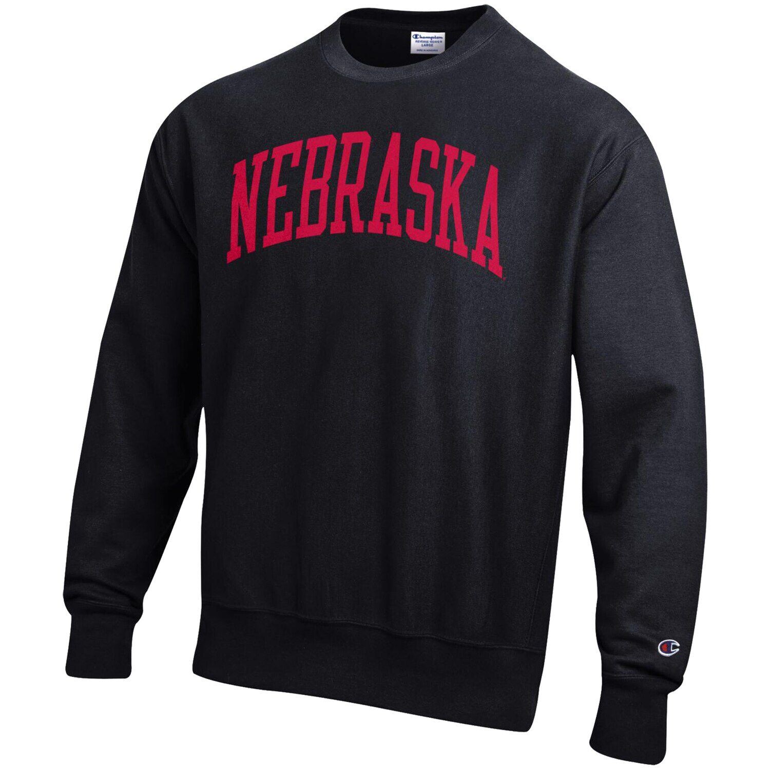 Мужской черный пуловер Nebraska Huskers Arch обратного переплетения свитшот Champion 
Мужской черный пуловер Nebraska Huskers Arch обратного переплетения свитшот Champion