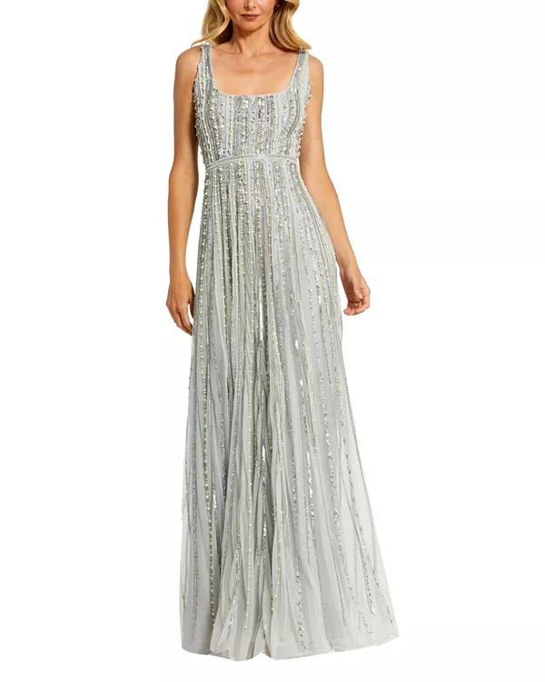 Платье А-силуэта с декором и полосатыми деталями Mac Duggal, синий
Платье А-силуэта с декором и полосатыми деталями Mac Duggal, синий