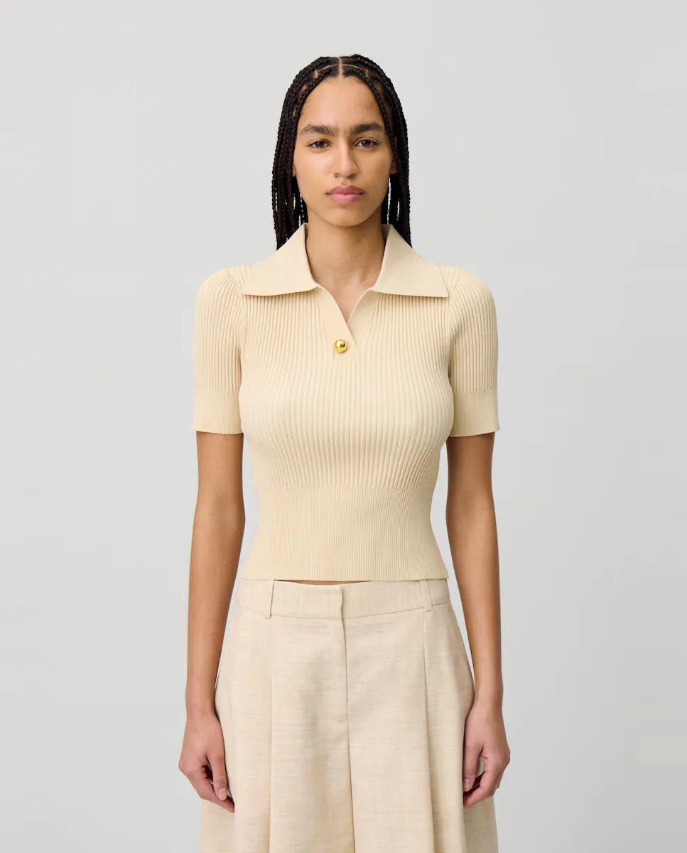 Женский топ тонкой вязки Claudie Pierlot, бежевый 
Женский топ тонкой вязки Claudie Pierlot, бежевый