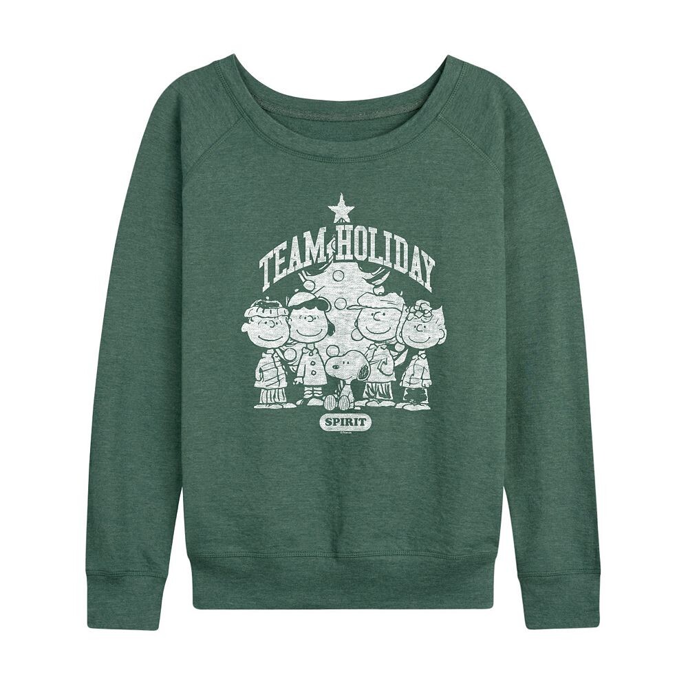 Женский легкий свитшот из френч терри Peanuts Team Holiday Spirit Licensed Character, цвет Heather Green 
Женский легкий свитшот из френч терри Peanuts Team Holiday Spirit Licensed Character, цвет Heather Green