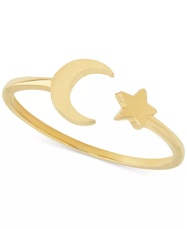 Полированное кольцо-манжета в форме полумесяца и звезды из 10-каратного золота Macy'S, gold