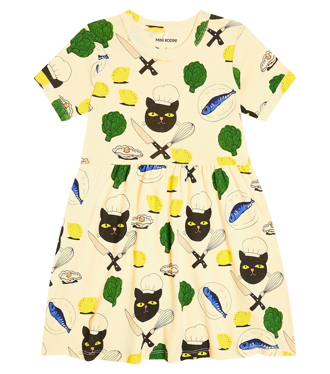 Платье из хлопкового джерси с принтом Mini Rodini, мультиколор