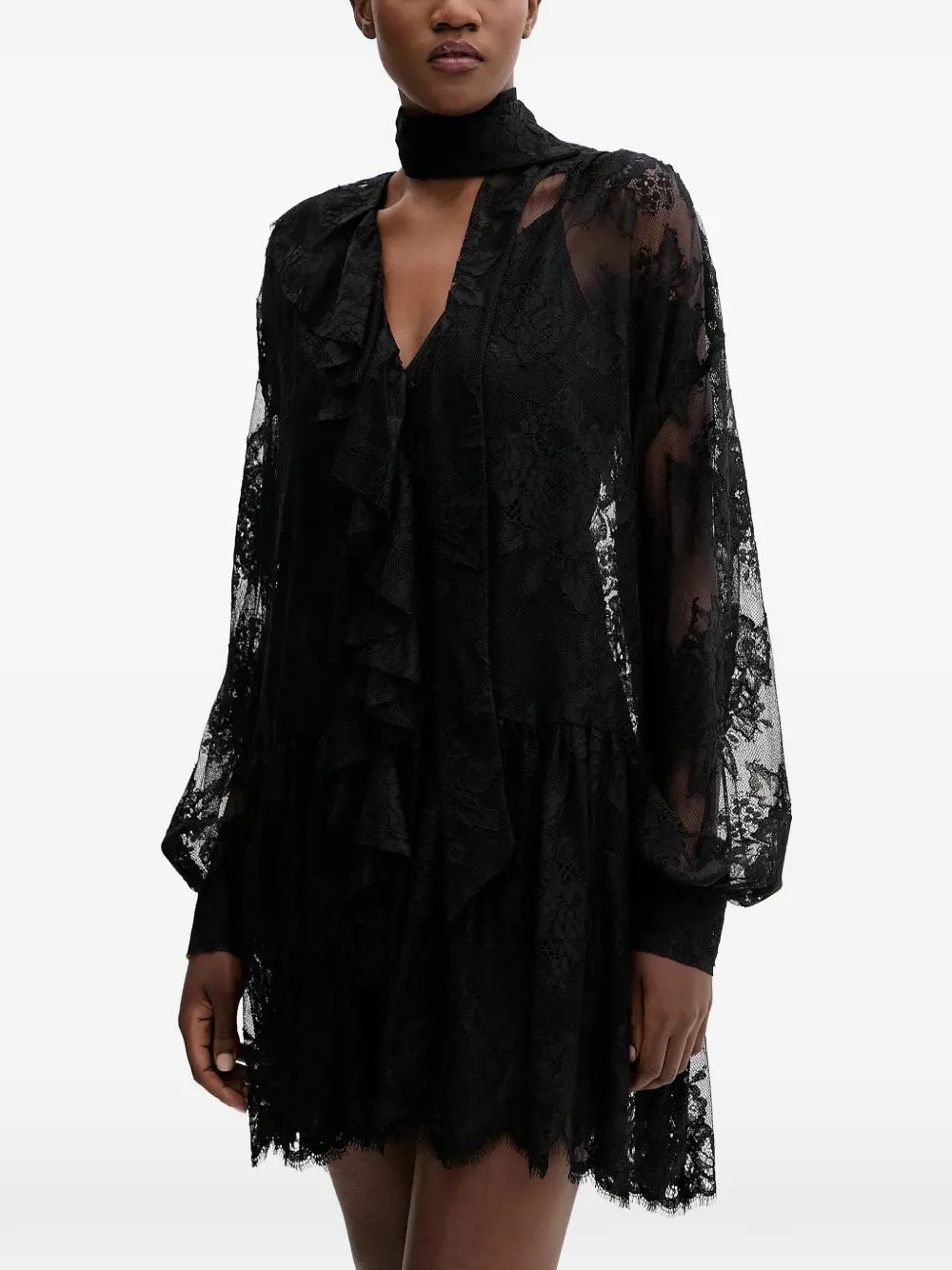 Кружевное платье мини с оборками Aniye By, черный
Кружевное платье мини с оборками Aniye By, черный