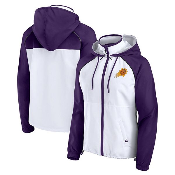 Женская бело-фиолетовая куртка-анорак с капюшоном Phoenix Suns Raglan Fanatics
Женская бело-фиолетовая куртка-анорак с капюшоном Phoenix Suns Raglan Fanatics