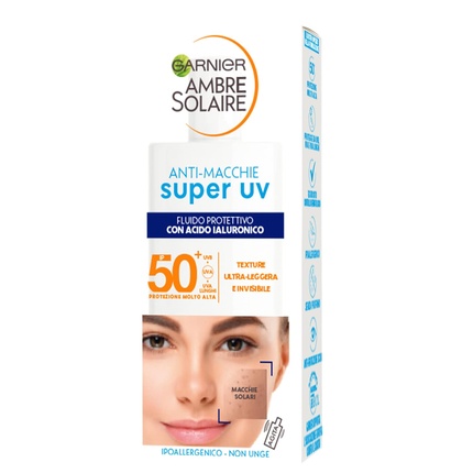 Ambre Solaire SUPER UV Anti-Spot Serum для чувствительной кожи SPF 50+ с гиалуроновой кислотой и витамином Е 40 мл Garnier
Ambre Solaire SUPER UV Anti-Spot Serum для чувствительной кожи SPF 50+ с гиалуроновой кислотой и витамином Е 40 мл Garnier