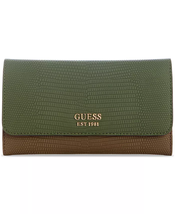 Тонкий кошелек-клатч Lyndi GUESS, зеленый 
Тонкий кошелек-клатч Lyndi GUESS, зеленый