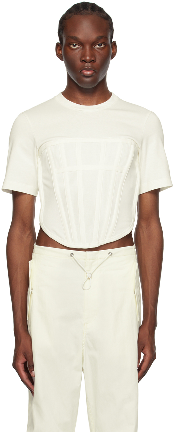 Белая футболка-корсет Dion Lee, слоновая кость 
Белая футболка-корсет Dion Lee, слоновая кость