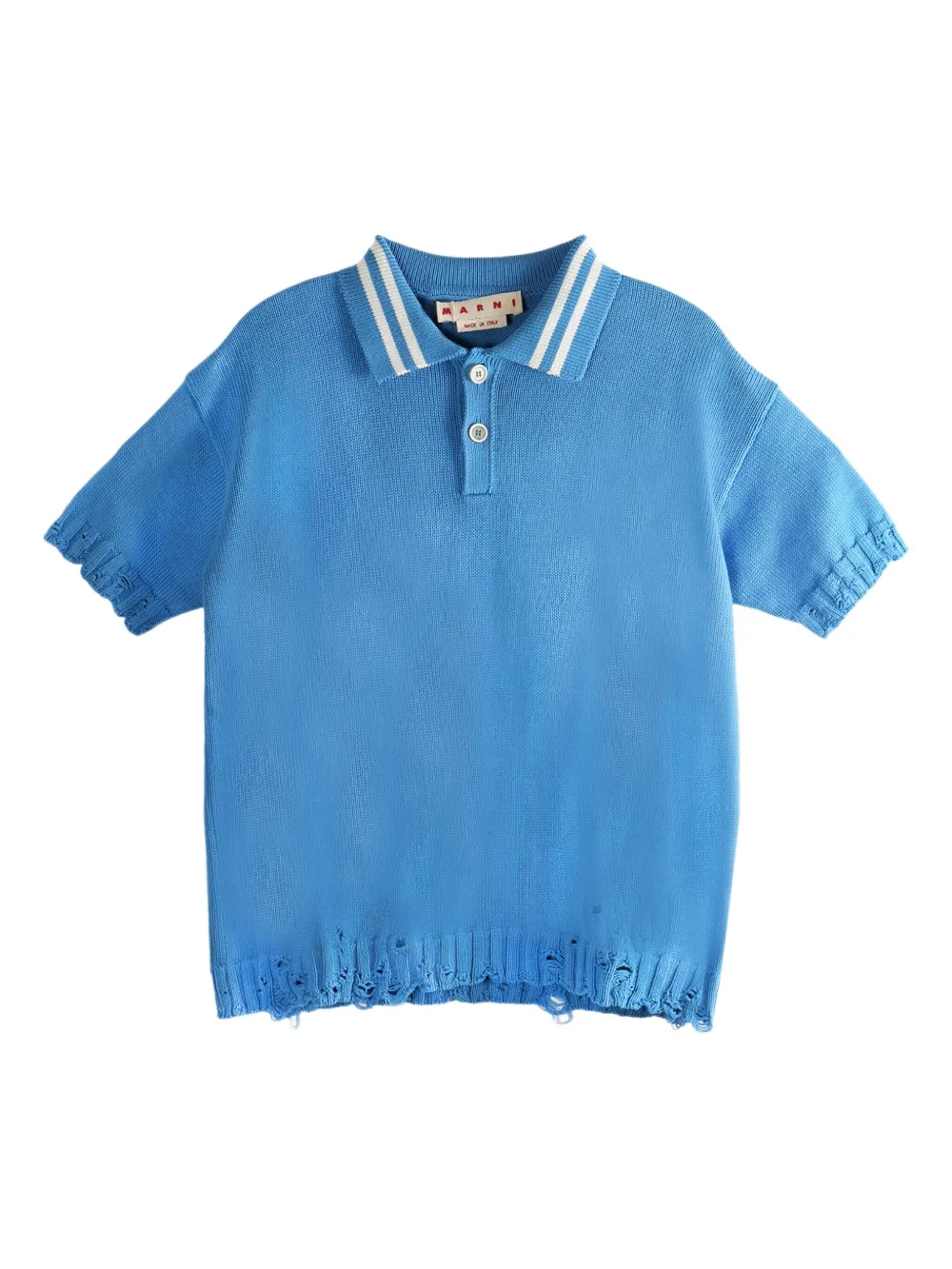 Рубашка-поло с бахромой Marni, синий 
Рубашка-поло с бахромой Marni, синий