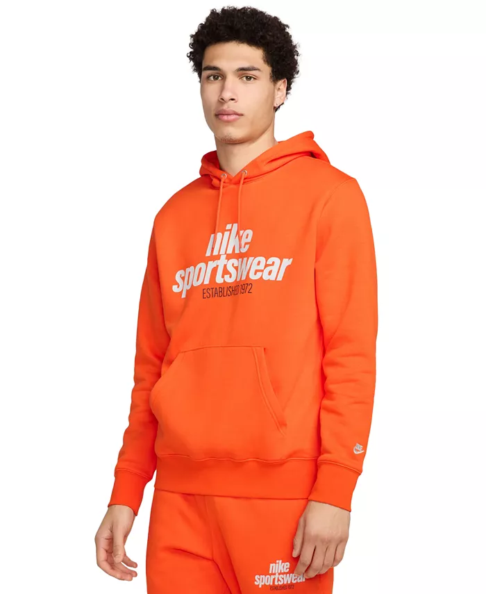 Мужской спортивный худи с принтом Club Fleece Nike, оранжевый
Мужской спортивный худи с принтом Club Fleece Nike, оранжевый