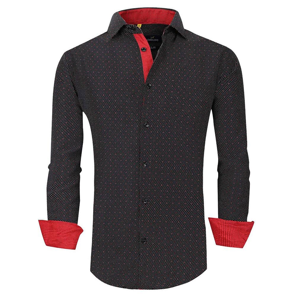 Azaro Uomo Для мужчин приталенный крой, эластичный в четырех направлениях, с длинными рукавами и геометрическим рисунком, на пуговицах, черный
Azaro Uomo Для мужчин приталенный крой, эластичный в четырех направлениях, с длинными рукавами и геометрическим рисунком, на пуговицах, черный