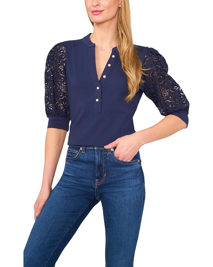 Футболка CeCe Elbow Puff Sleeve Henley Mixed Media Tee, цвет Classic Navy
Футболка CeCe Elbow Puff Sleeve Henley Mixed Media Tee, цвет Classic Navy