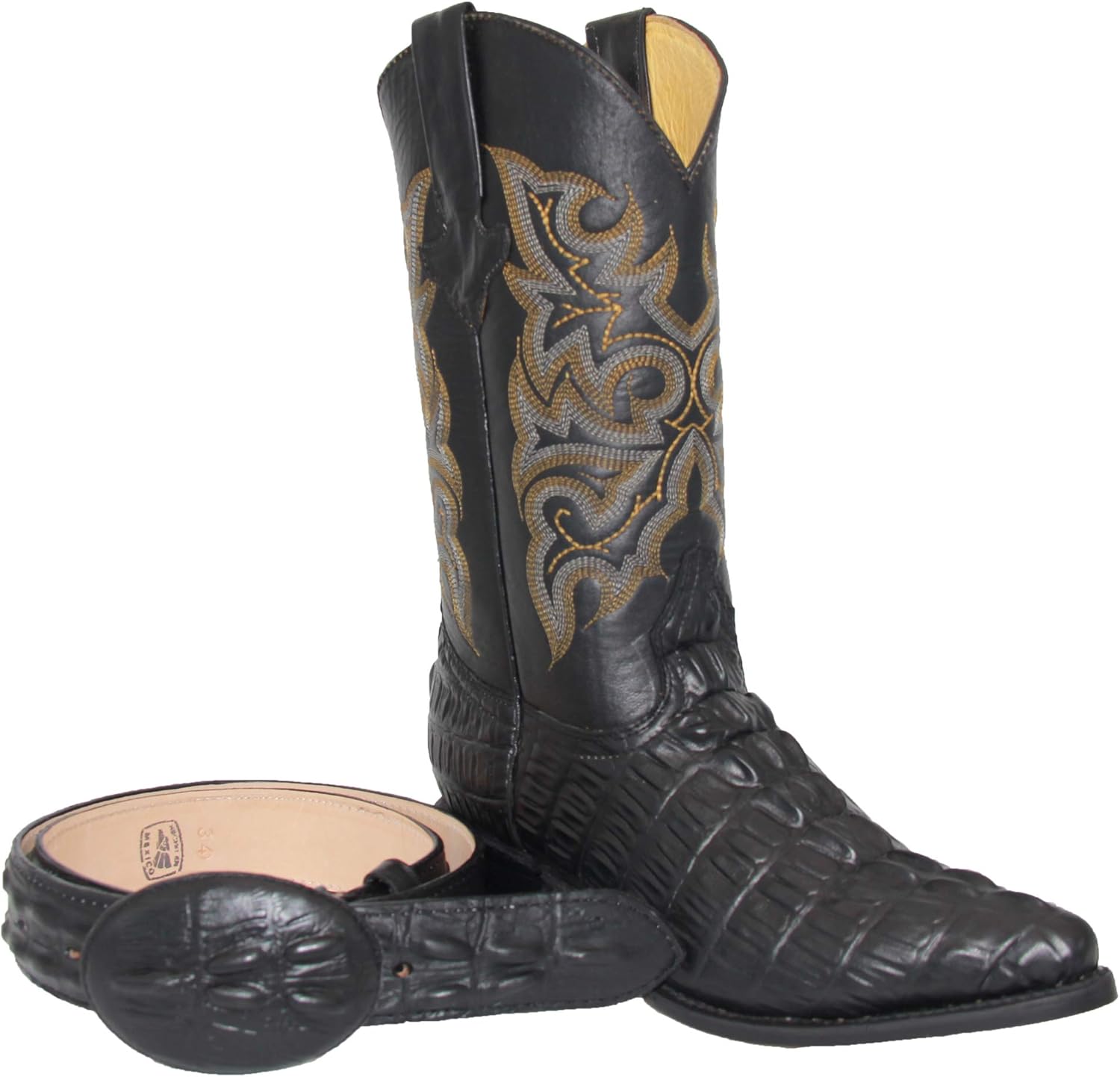 Мужские кожаные ковбойские сапоги в западном стиле с дизайном под крокодила и аллигатора и ремнем The Western Shops, черный
Мужские кожаные ковбойские сапоги в западном стиле с дизайном под крокодила и аллигатора и ремнем The Western Shops, черный