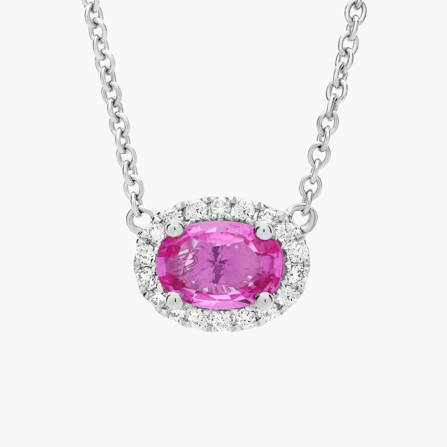 Ожерелье East West Oval Halo Pink Sapphire и Diamonds из 18-каратного белого золота (6x4 мм) Blue Nile
Ожерелье East West Oval Halo Pink Sapphire и Diamonds из 18-каратного белого золота (6x4 мм) Blue Nile