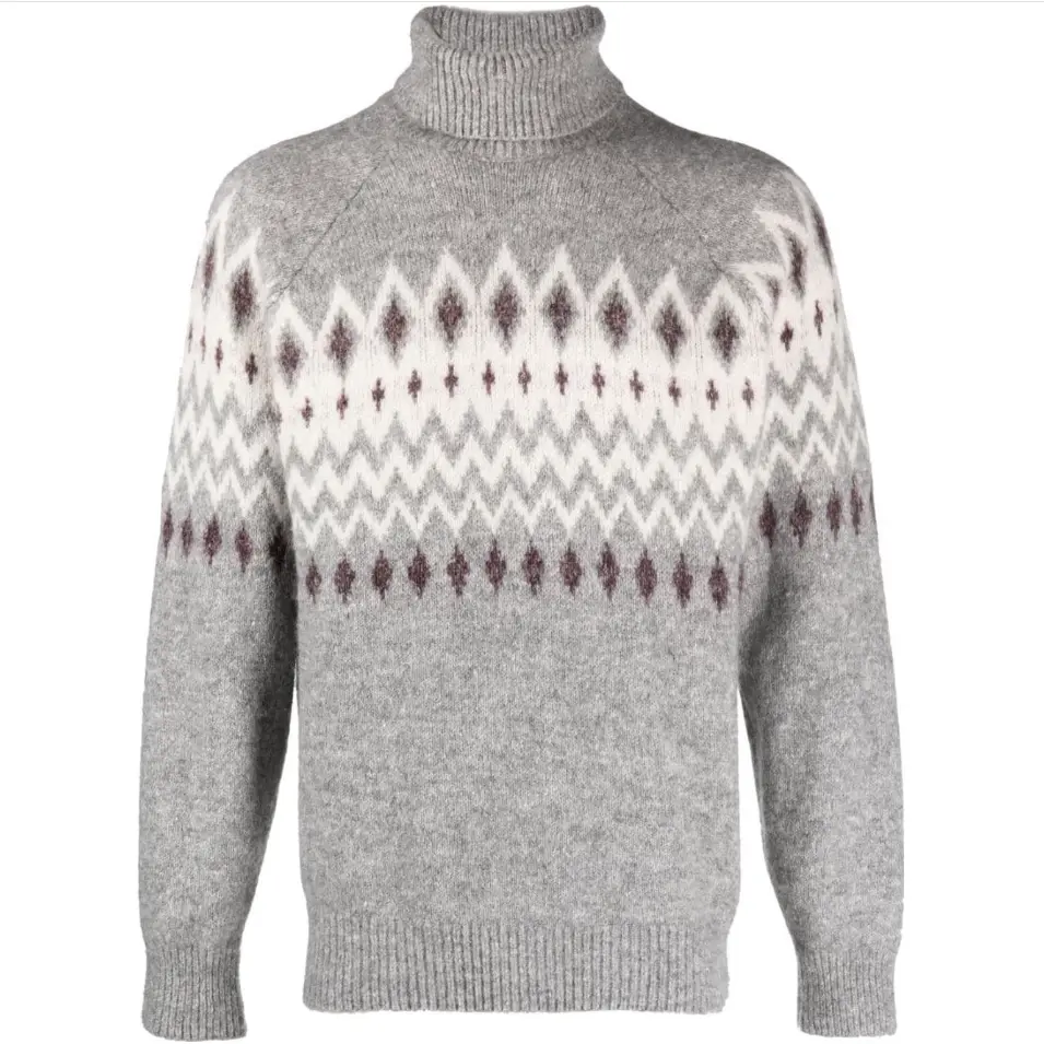 Свитер с высоким воротником и узором интарсия Brunello Cucinelli, светло-серый
Свитер с высоким воротником и узором интарсия Brunello Cucinelli, светло-серый