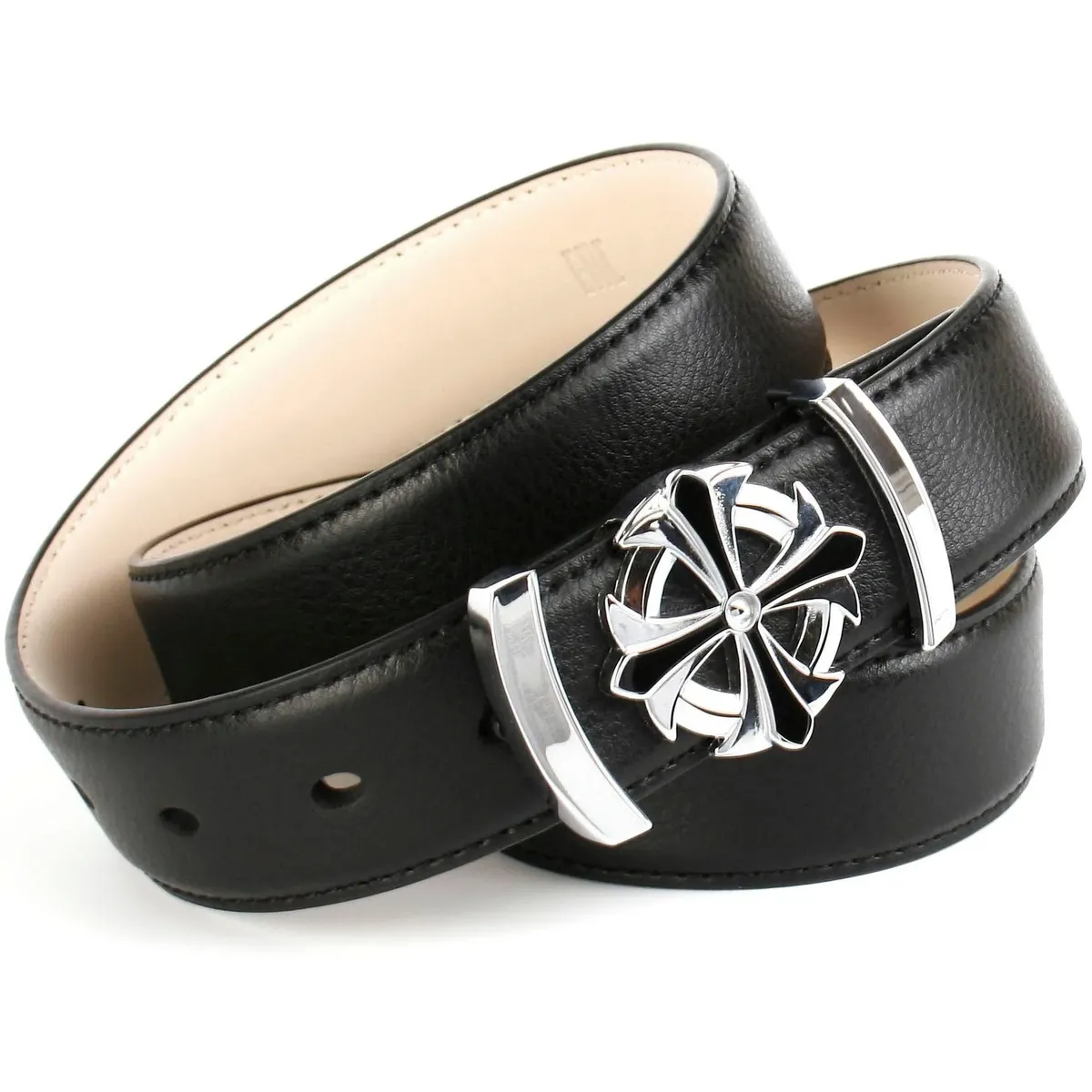 Кожаный ремень Anthoni Crown с модной пряжкой, черный
Кожаный ремень Anthoni Crown с модной пряжкой, черный