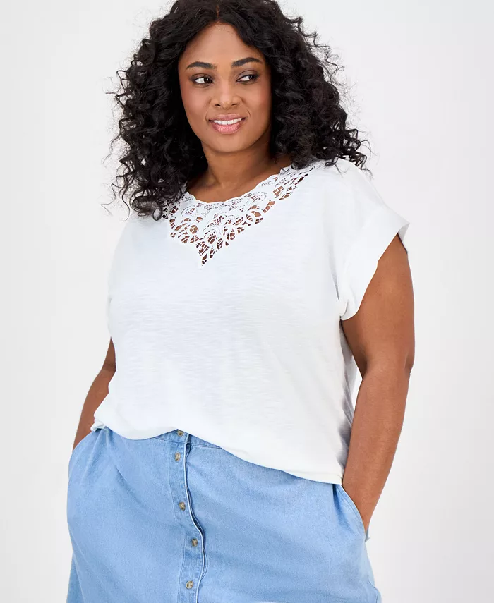 Топ размера плюс с кружевной отделкой и рукавами «летучая мышь» Jones New York, белый
Топ размера плюс с кружевной отделкой и рукавами «летучая мышь» Jones New York, белый