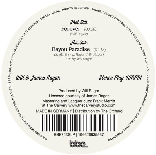 Сингл 7" Ragar, Will & James: Forever / Bayou Paradise
Сингл 7" Ragar, Will & James: Forever / Bayou Paradise