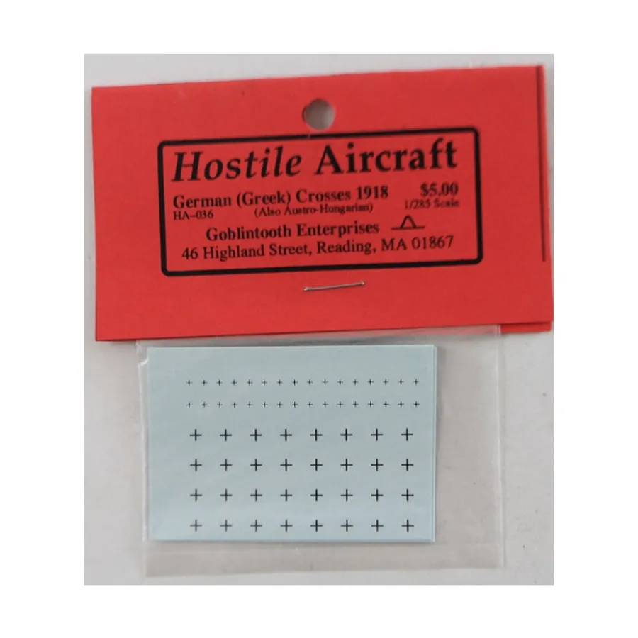 Немецкие и австро-венгерские греческие кресты 1918 г. - маленькие, Hostile Aircraft - Decals (1:285)
Немецкие и австро-венгерские греческие кресты 1918 г. - маленькие, Hostile Aircraft - Decals (1:285)