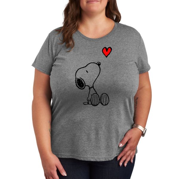 Плюс футболка с рисунком Снупи в виде красного сердца с арахисом Licensed Character, серый
Плюс футболка с рисунком Снупи в виде красного сердца с арахисом Licensed Character, серый