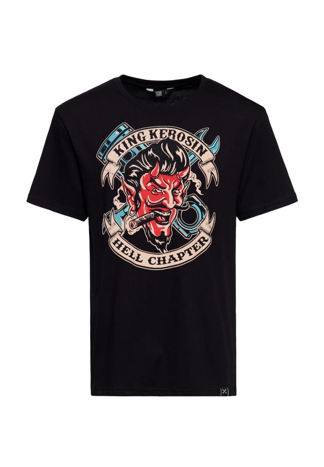 Футболка с эффектным принтом hell chapter King Kerosin, черный 
Футболка с эффектным принтом hell chapter King Kerosin, черный
