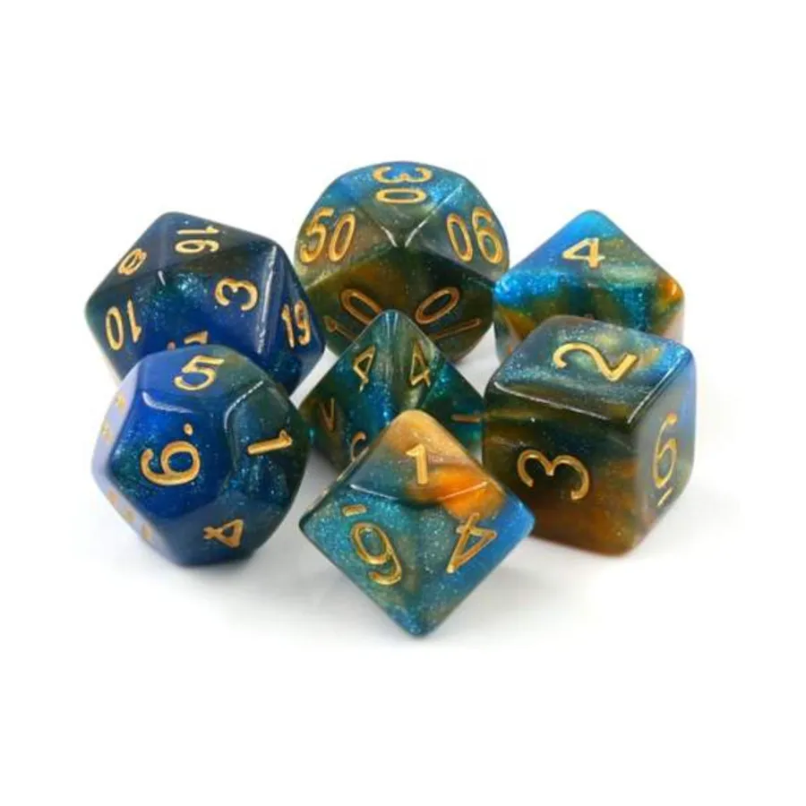 Полисет — Река в сумерках с золотом (7), Dice Sets - Resin/Acrylic - Rainbow & Multi-Colored (Foam Brain Games)
Полисет — Река в сумерках с золотом (7), Dice Sets - Resin/Acrylic - Rainbow & Multi-Colored (Foam Brain Games)