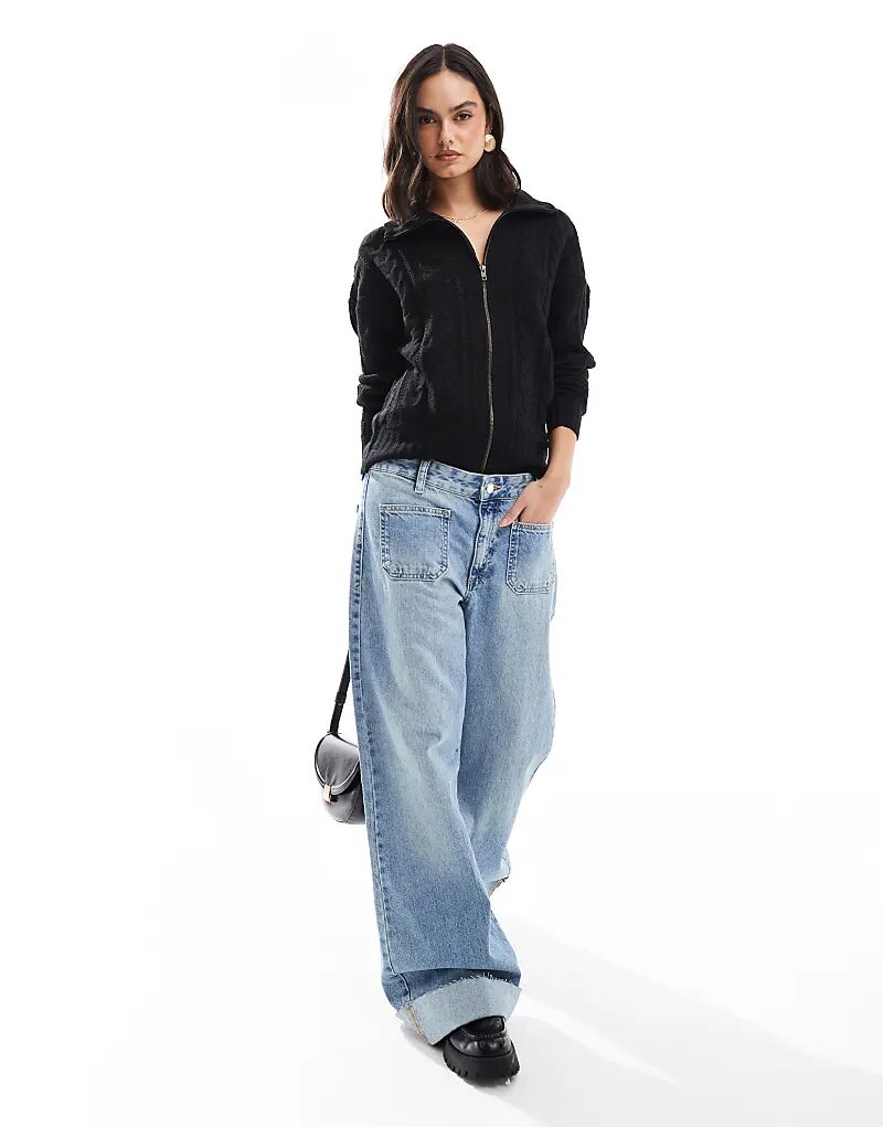 Кардиган с застежкой-молнией на косы черного цвета Wednesday's Girl
Кардиган с застежкой-молнией на косы черного цвета Wednesday's Girl