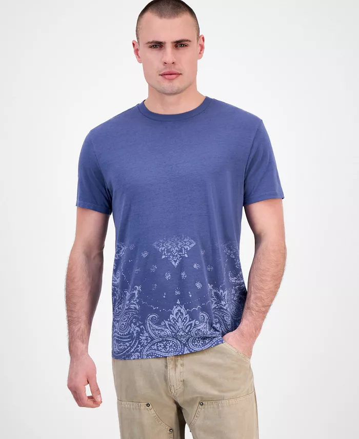 Мужская короткая футболка с рукавами реглан и эффектом burnout в стиле пейсли GUESS, синий
Мужская короткая футболка с рукавами реглан и эффектом burnout в стиле пейсли GUESS, синий