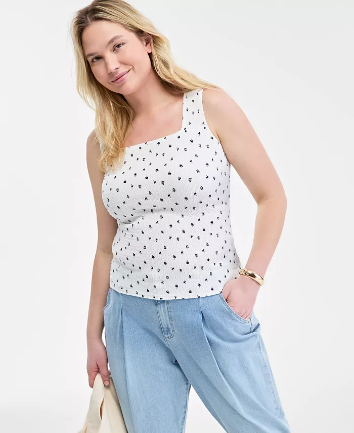 Женский трикотажный топ с цветочным узором, сборкой и квадратным вырезом On 34th, белый
Женский трикотажный топ с цветочным узором, сборкой и квадратным вырезом On 34th, белый