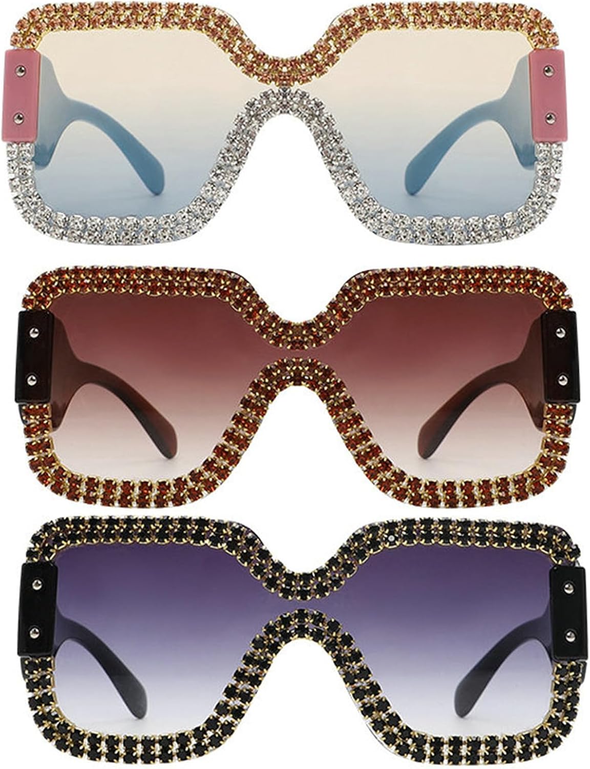 Willochra Роскошные солнцезащитные очки без оправы с квадратными линзами и стразами для женщин, большие солнцезащитные очки с бриллиантами, модные очки с украшениями, 3pcs-black&orange&blue Pink
Willochra Роскошные солнцезащитные очки без оправы с квадратными линзами и стразами для женщин, большие солнцезащитные очки с бриллиантами, модные очки с украшениями, 3pcs-black&orange&blue Pink