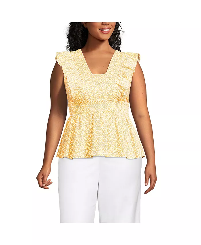 Легкий трикотажный топ с баской и оборками больших размеров Lands' End, желтый
Легкий трикотажный топ с баской и оборками больших размеров Lands' End, желтый