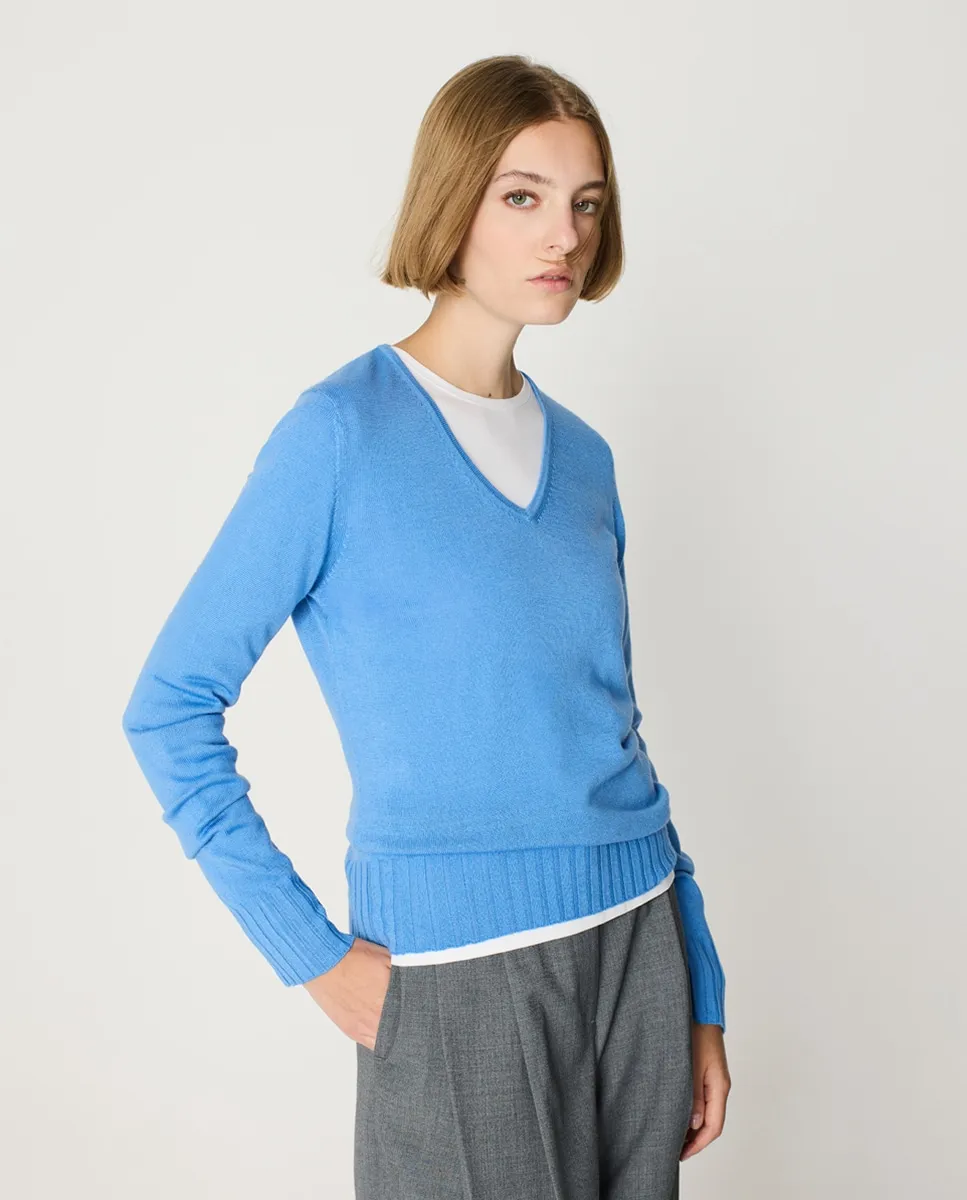 Женский базовый джемпер с V-образным вырезом и длинными рукавами Escorpion, светло-голубой
Женский базовый джемпер с V-образным вырезом и длинными рукавами Escorpion, светло-голубой