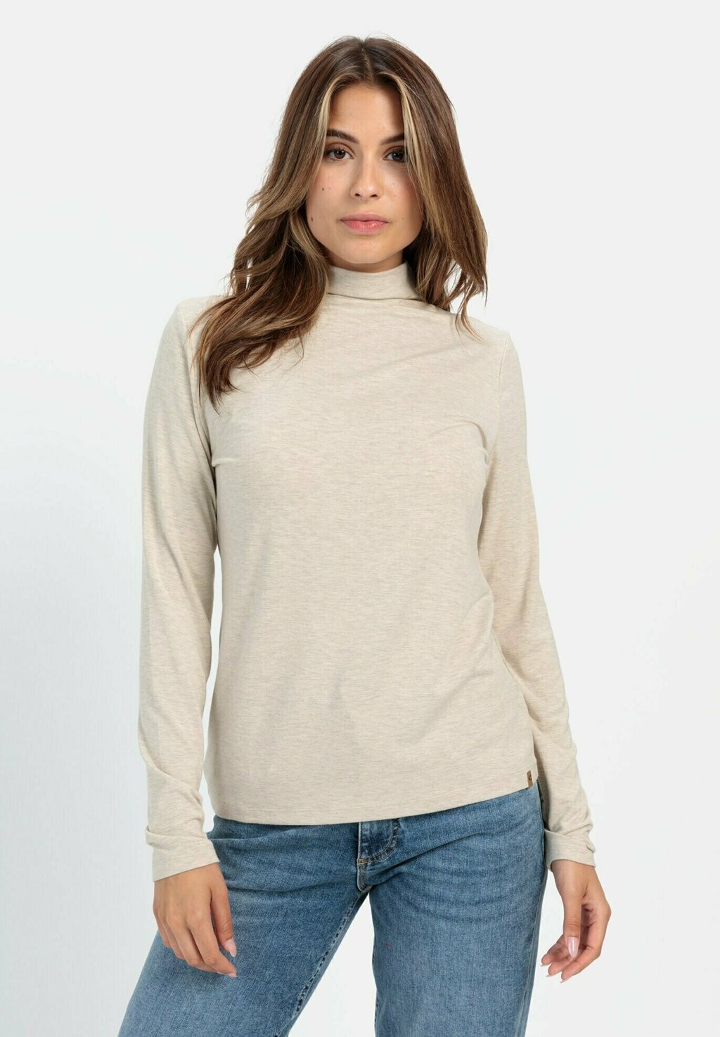 Топ с длинными рукавами MIT ROLLKRAGEN camel active, бежевый 
Топ с длинными рукавами MIT ROLLKRAGEN camel active, бежевый