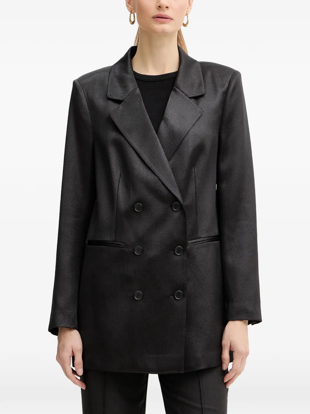 Двубортный пиджак в полоску Guess Usa, черный
Двубортный пиджак в полоску Guess Usa, черный