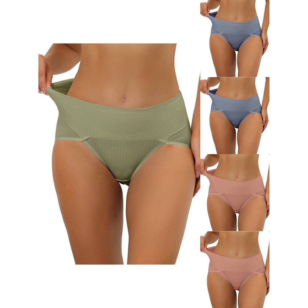 5 упаковок женского нижнего белья в рубчик с высоким вырезом и высокой талией для контроля живота, доступны в размерах больших размеров, разноцветные ALLEGRA K, цвет Rd Blu Pea Gn 
5 упаковок женского нижнего белья в рубчик с высоким вырезом и высокой талией для контроля живота, доступны в размерах больших размеров, разноцветные ALLEGRA K, цвет Rd Blu Pea Gn