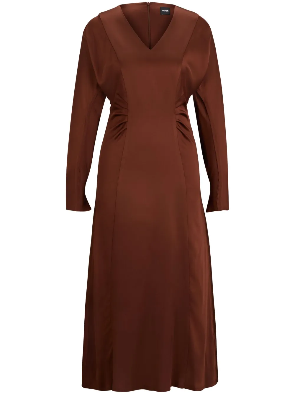 Атласное платье миди с V-образным вырезом BOSS, коричневый
Атласное платье миди с V-образным вырезом BOSS, коричневый