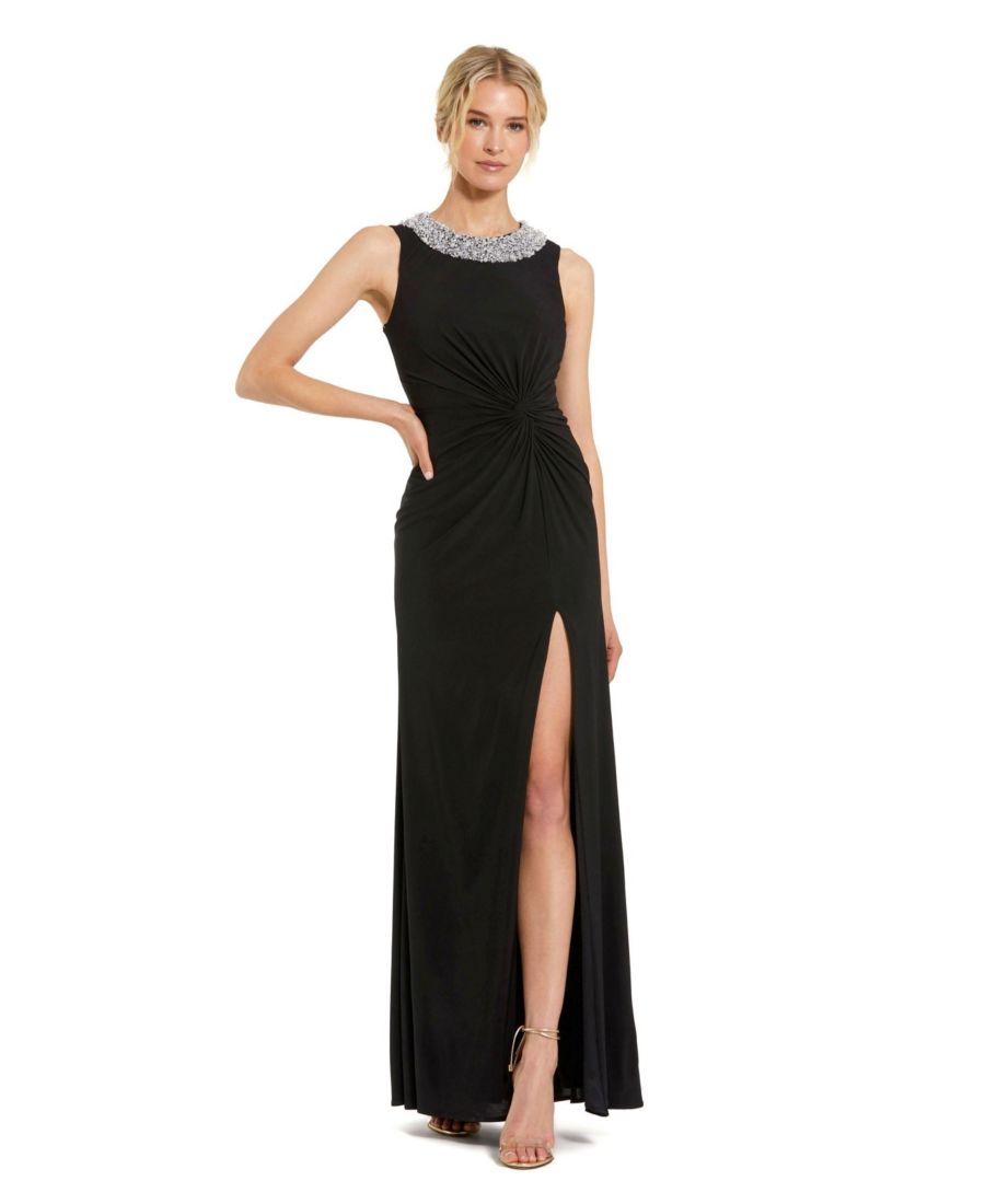 Женское трикотажное платье без рукавов с бисерной отделкой на воротнике и закрученным силуэтом Mac Duggal, Black
Женское трикотажное платье без рукавов с бисерной отделкой на воротнике и закрученным силуэтом Mac Duggal, Black