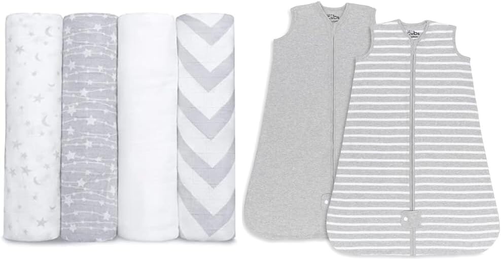Муслиновые пеленки Comfy Cubs и комплект из 2 дышащих носимых одеял для пеленания
Муслиновые пеленки Comfy Cubs и комплект из 2 дышащих носимых одеял для пеленания