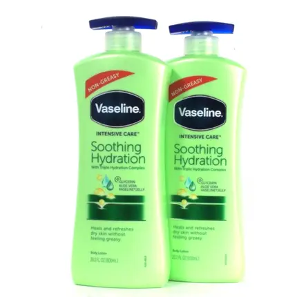 Vaseline Интенсивный уход, успокаивающий увлажняющий лосьон для тела с алоэ вера, 20,3 унции
Vaseline Интенсивный уход, успокаивающий увлажняющий лосьон для тела с алоэ вера, 20,3 унции