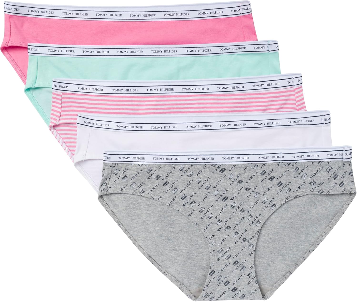 Женские классические хлопковые бикини с логотипом Tommy Hilfiger, упаковка 5 шт., Th Flag Print/Beach Glass/Bright White/Morning Glory/Morning Glory Stripe
Женские классические хлопковые бикини с логотипом Tommy Hilfiger, упаковка 5 шт., Th Flag Print/Beach Glass/Bright White/Morning Glory/Morning Glory Stripe