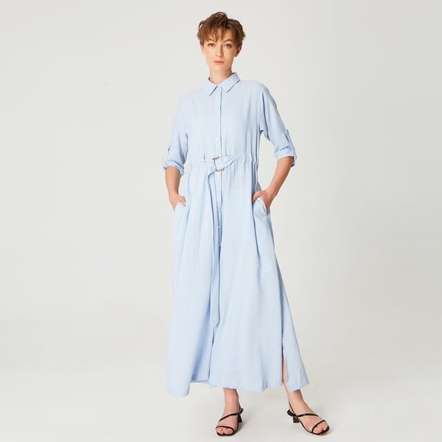 Длинное минималистичное платье-рубашка Smart And Joy, синий
Длинное минималистичное платье-рубашка Smart And Joy, синий