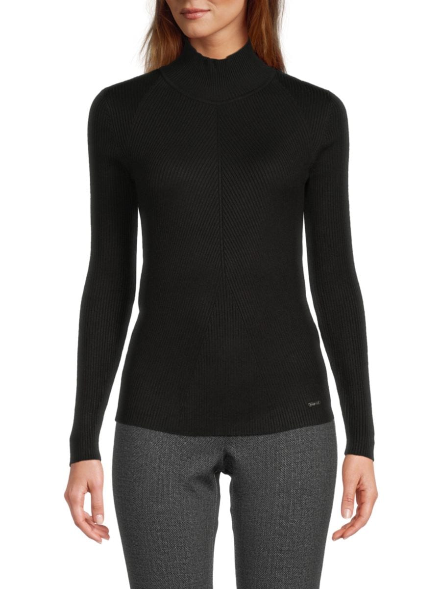 Водолазка в рубчик Diagnoal Calvin Klein, черный 
Водолазка в рубчик Diagnoal Calvin Klein, черный