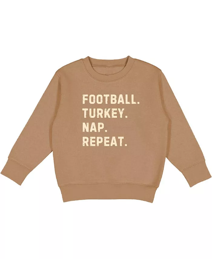 Мальчиковый футбольный свитшот с индюком и надписью Nap Repeat на День Благодарения Sweet Wink, коричневый
Мальчиковый футбольный свитшот с индюком и надписью Nap Repeat на День Благодарения Sweet Wink, коричневый