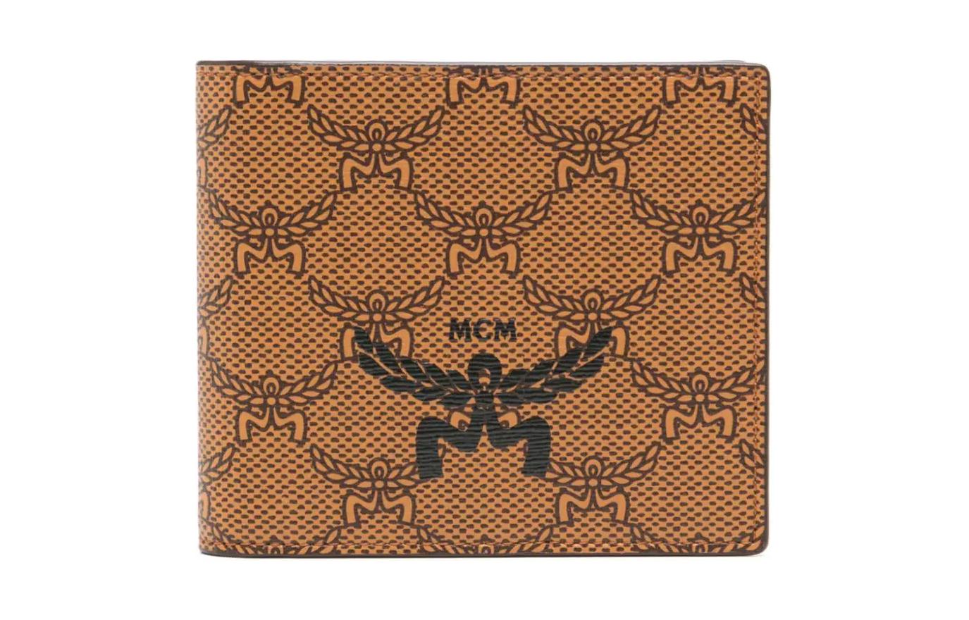 MCM Холщовый кошелек с кожаной отделкой малый мужской коньячный 
MCM Холщовый кошелек с кожаной отделкой малый мужской коньячный