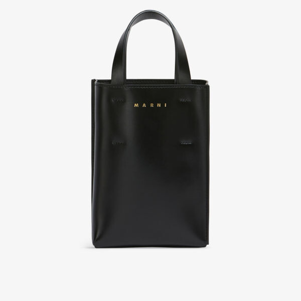 Кожаная сумка-тоут с брендовым принтом Marni, черный
Кожаная сумка-тоут с брендовым принтом Marni, черный